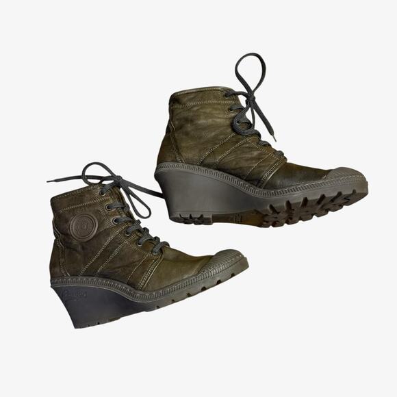 Pataugas brown leather wedge ankle boots - Picture 2 of 8